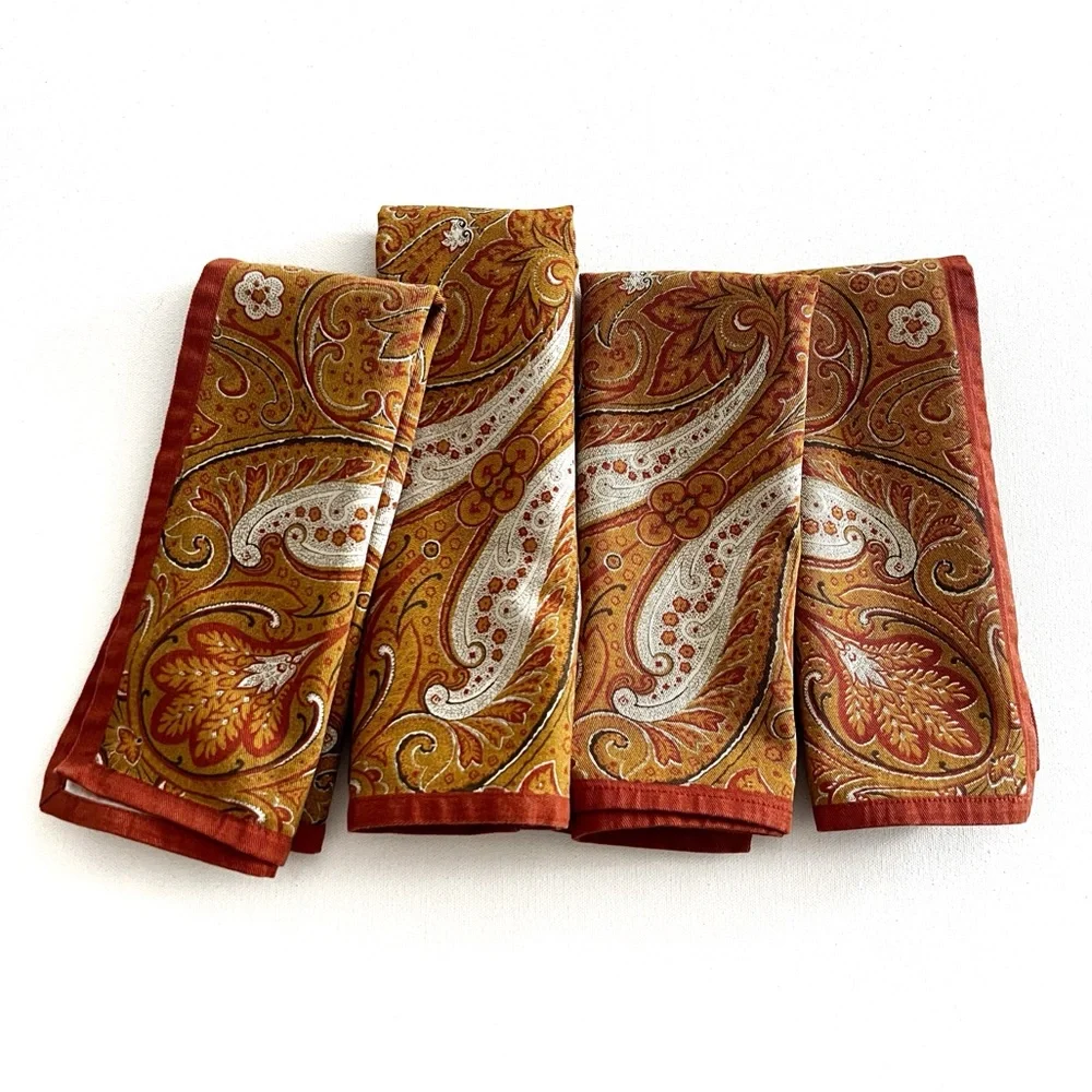 Williams Sonoma Printed Paisley Cotton Cloth Napkins Set of 4